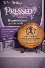 Load image into Gallery viewer, Custom Engraved Barrel Lid Plaque | Retirement, Military &amp; Legacy Gift
